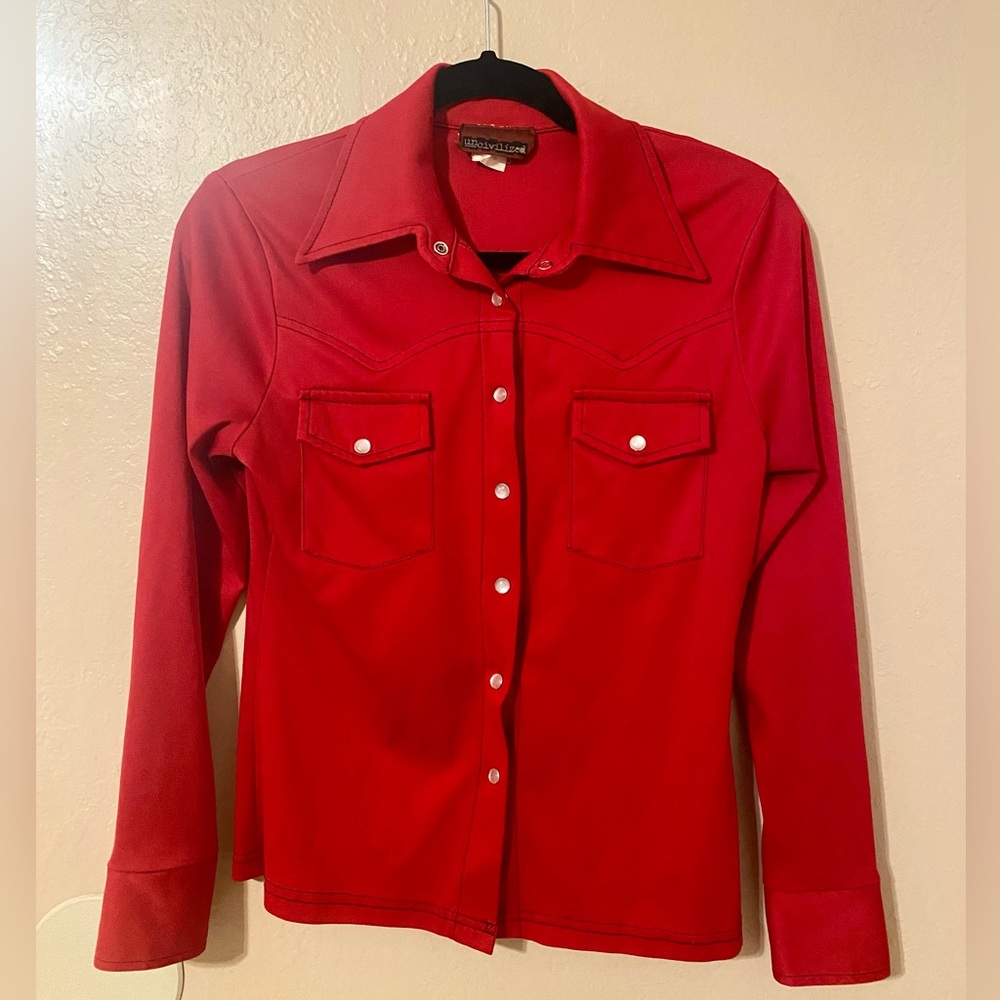 90’s Vintage Red Button Up Blouse by uncivilized size Medium